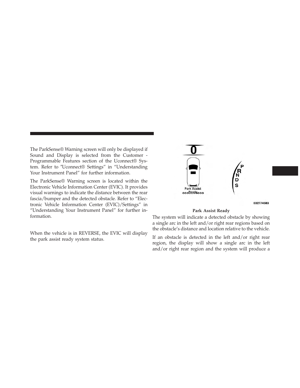 Parksense® warning display, Parksense® display | Dodge 2014 Durango - Owner Manual User Manual | Page 233 / 664