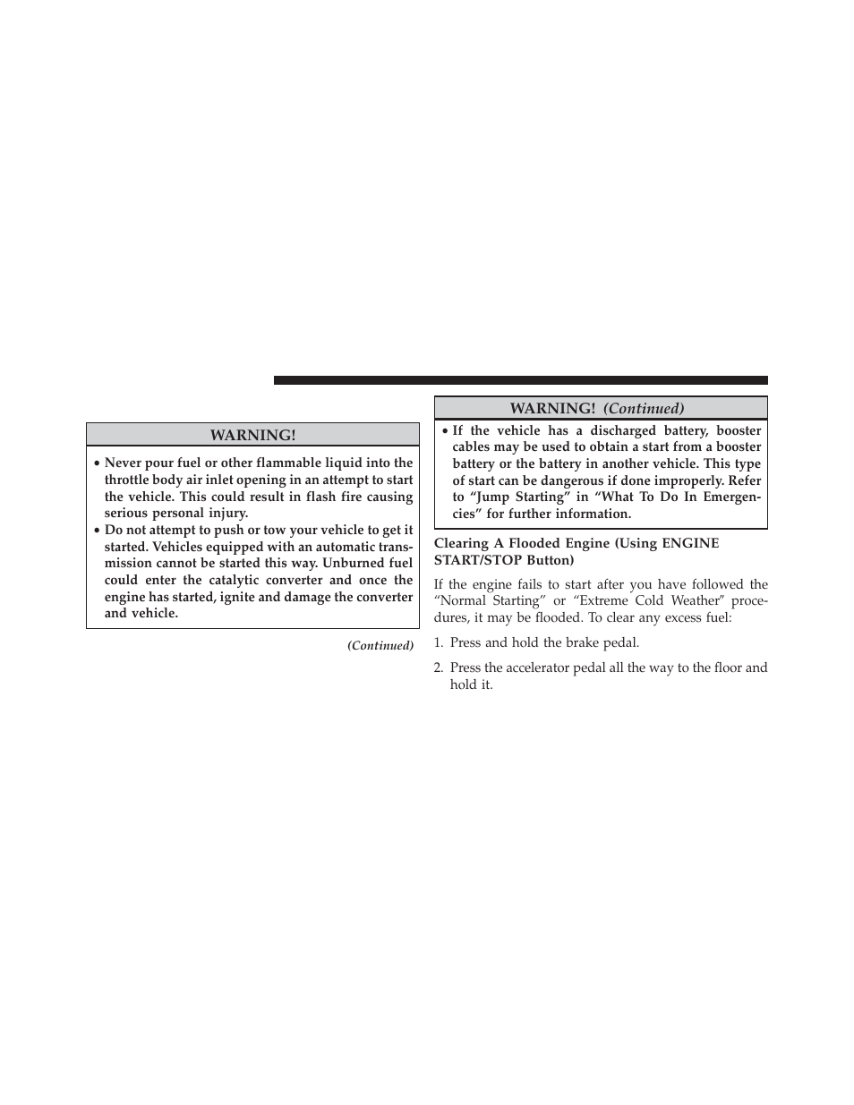 If engine fails to start | Dodge 2014 Durango - Owner Manual User Manual | Page 412 / 664