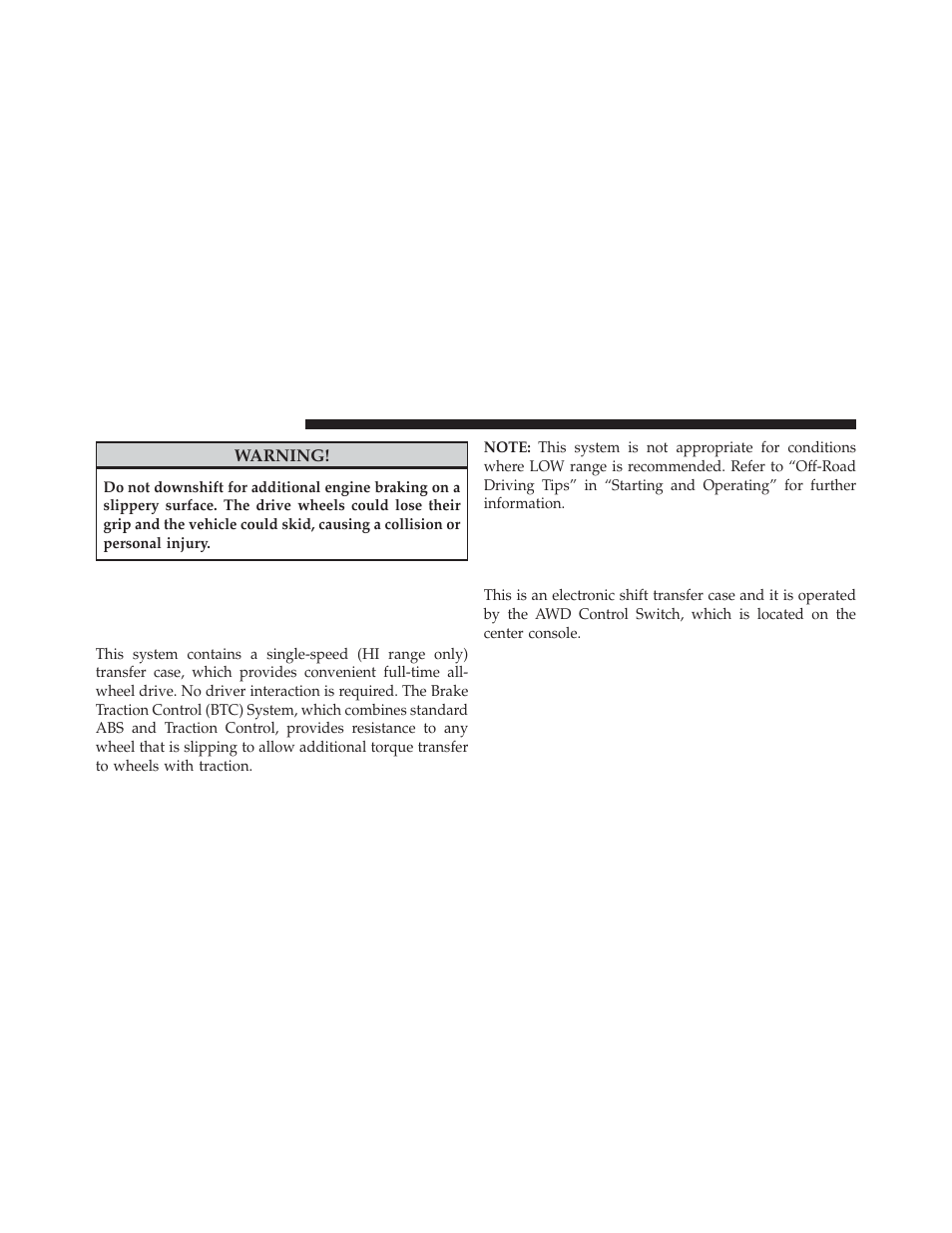 All-wheel drive operation, Single-speed operating instructions/precautions, 6l engine) — if equipped | Switch) (5.7l engine) — if equipped | Dodge 2014 Durango - Owner Manual User Manual | Page 426 / 664