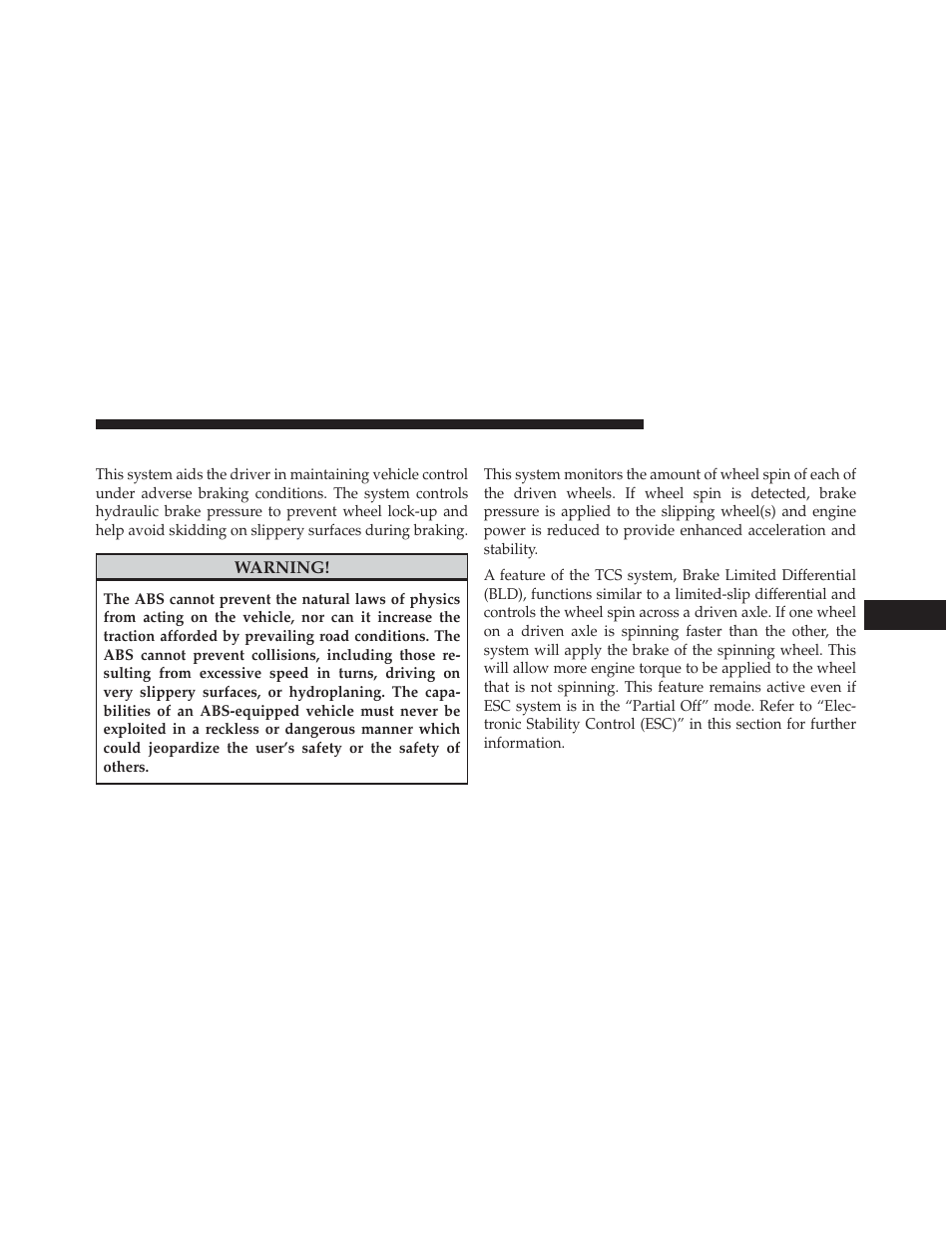 Anti-lock brake system (abs), Traction control system (tcs) | Dodge 2014 Durango - Owner Manual User Manual | Page 445 / 664