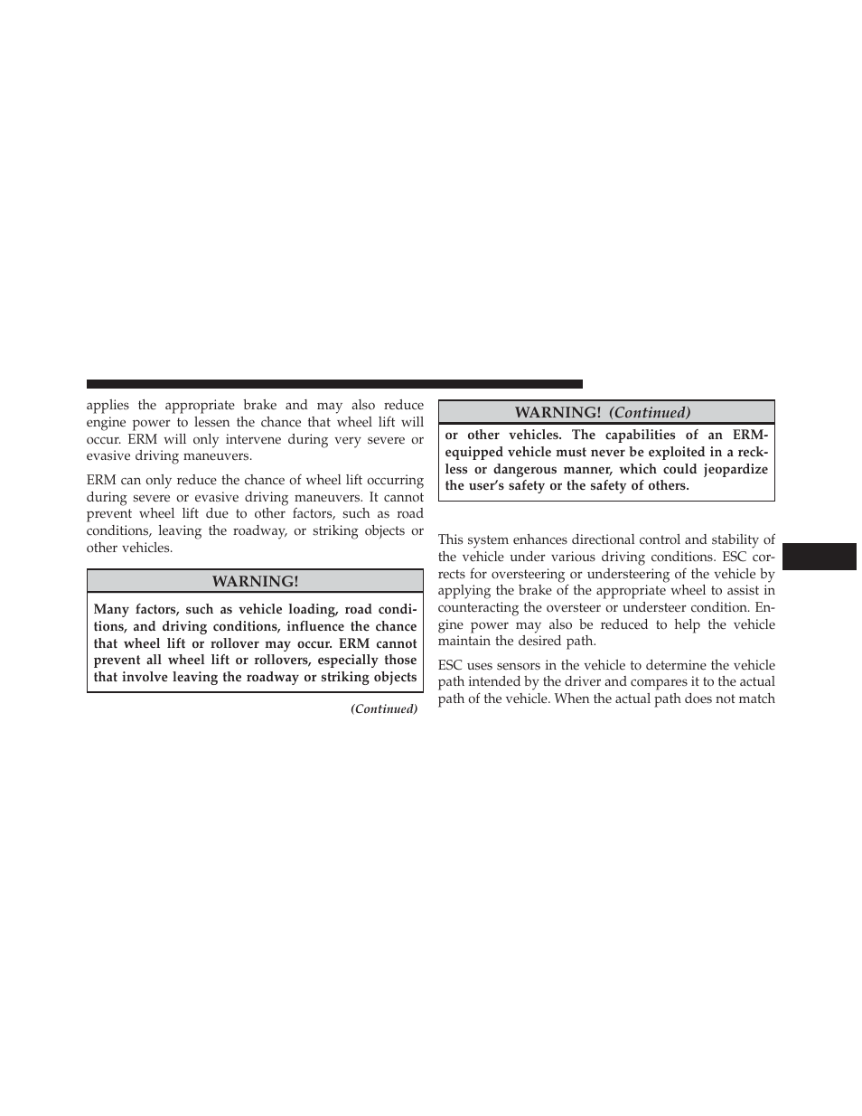 Electronic stability control (esc) | Dodge 2014 Durango - Owner Manual User Manual | Page 447 / 664