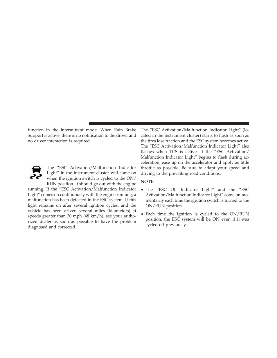 Esc activation/malfunction indicator light and, Esc off indicator light | Dodge 2014 Durango - Owner Manual User Manual | Page 454 / 664