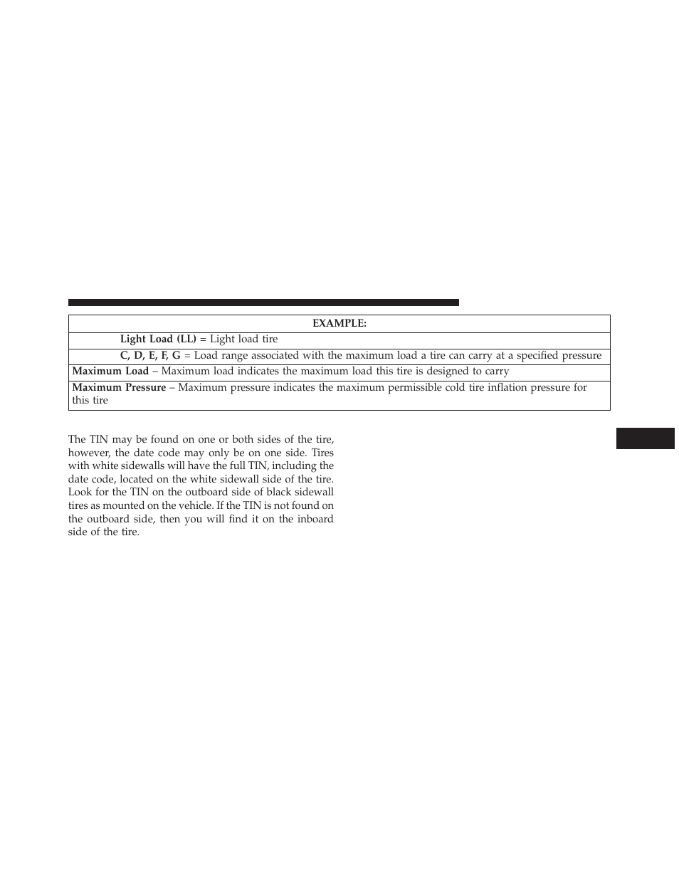 Tire identification number (tin) | Dodge 2014 Durango - Owner Manual User Manual | Page 459 / 664