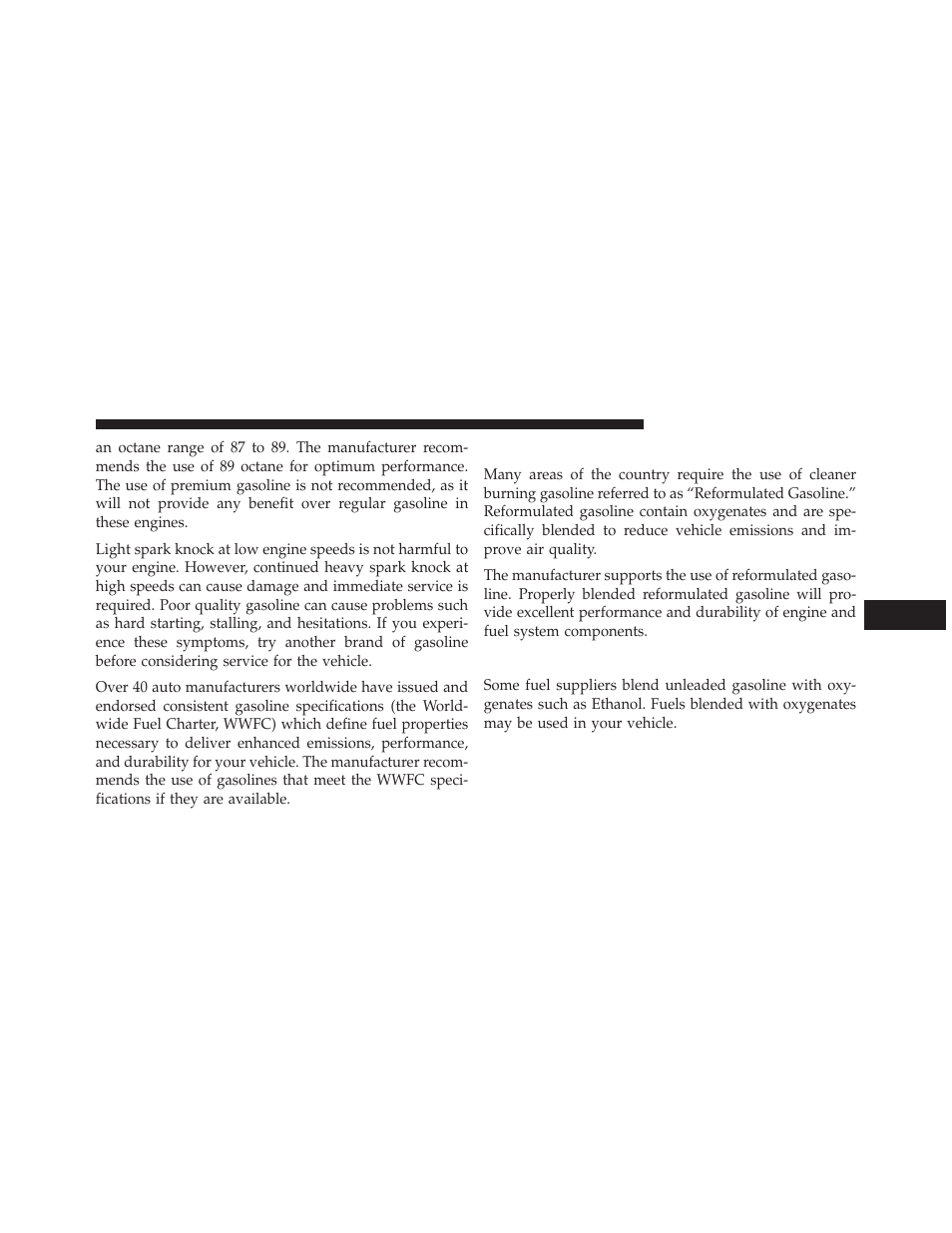 Reformulated gasoline, Gasoline/oxygenate blends | Dodge 2014 Durango - Owner Manual User Manual | Page 489 / 664