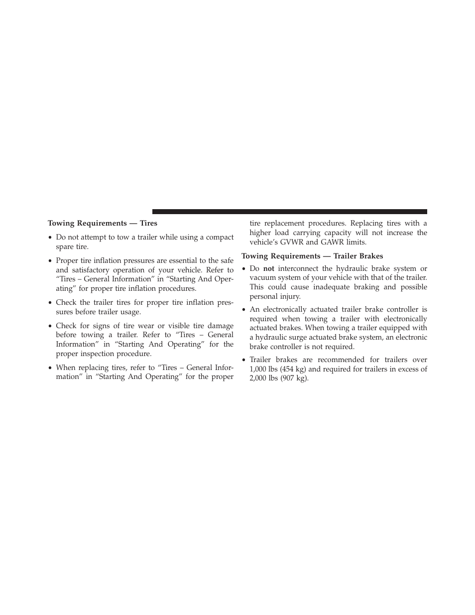 Towing requirements — tires, Towing requirements — trailer brakes | Dodge 2014 Durango - Owner Manual User Manual | Page 514 / 664