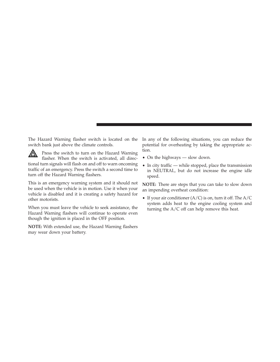 Hazard warning flashers, If your engine overheats | Dodge 2014 Durango - Owner Manual User Manual | Page 528 / 664