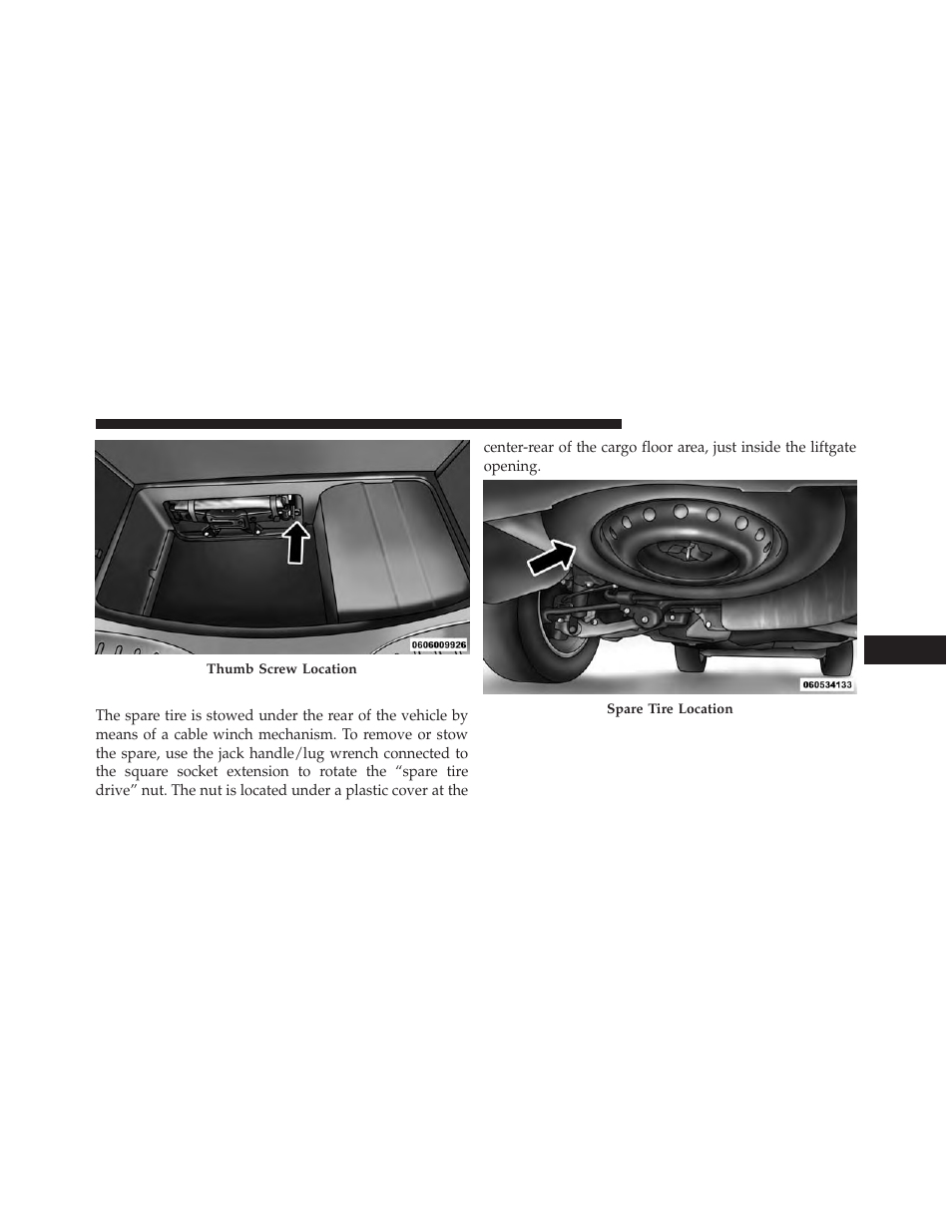 Spare tire stowage | Dodge 2014 Durango - Owner Manual User Manual | Page 533 / 664