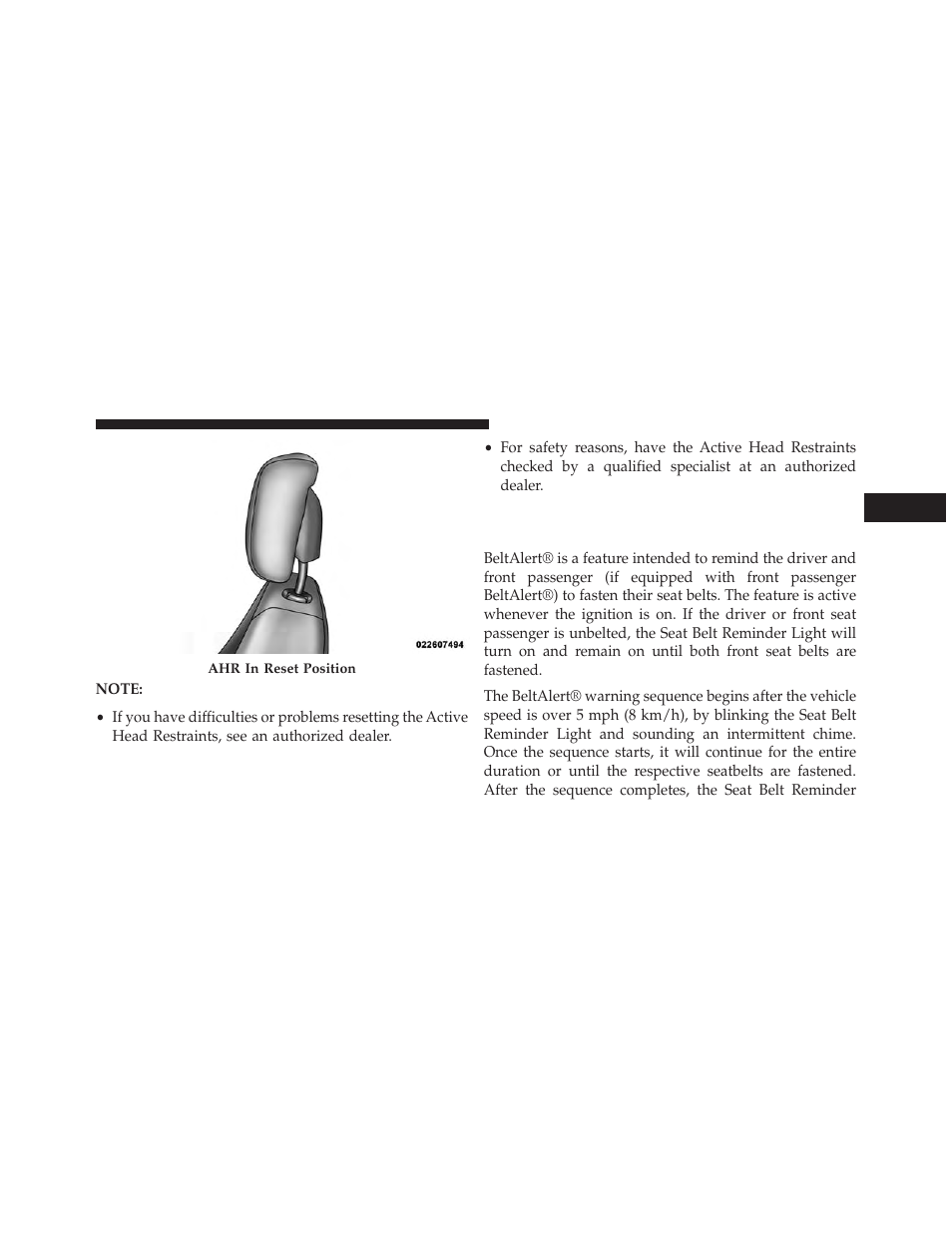 Enhanced seat belt use reminder system, Beltalert®) | Dodge 2014 Durango - Owner Manual User Manual | Page 69 / 664