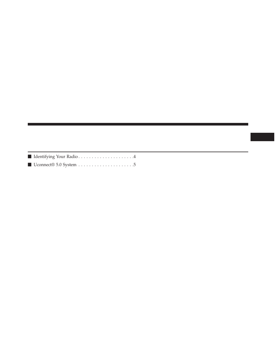 Identifying your radio | Ram Trucks uconnect 5.0 for Chrysler User Manual | Page 4 / 45