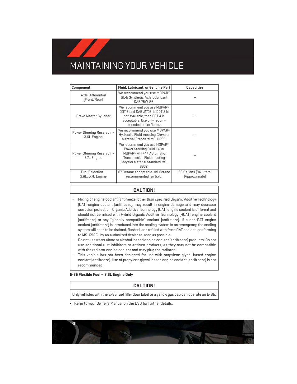 Maintaining your vehicle, Caution | Dodge 2014 Durango - User Guide User Manual | Page 162 / 188