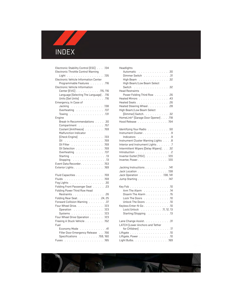 Index | Dodge 2014 Durango - User Guide User Manual | Page 178 / 188