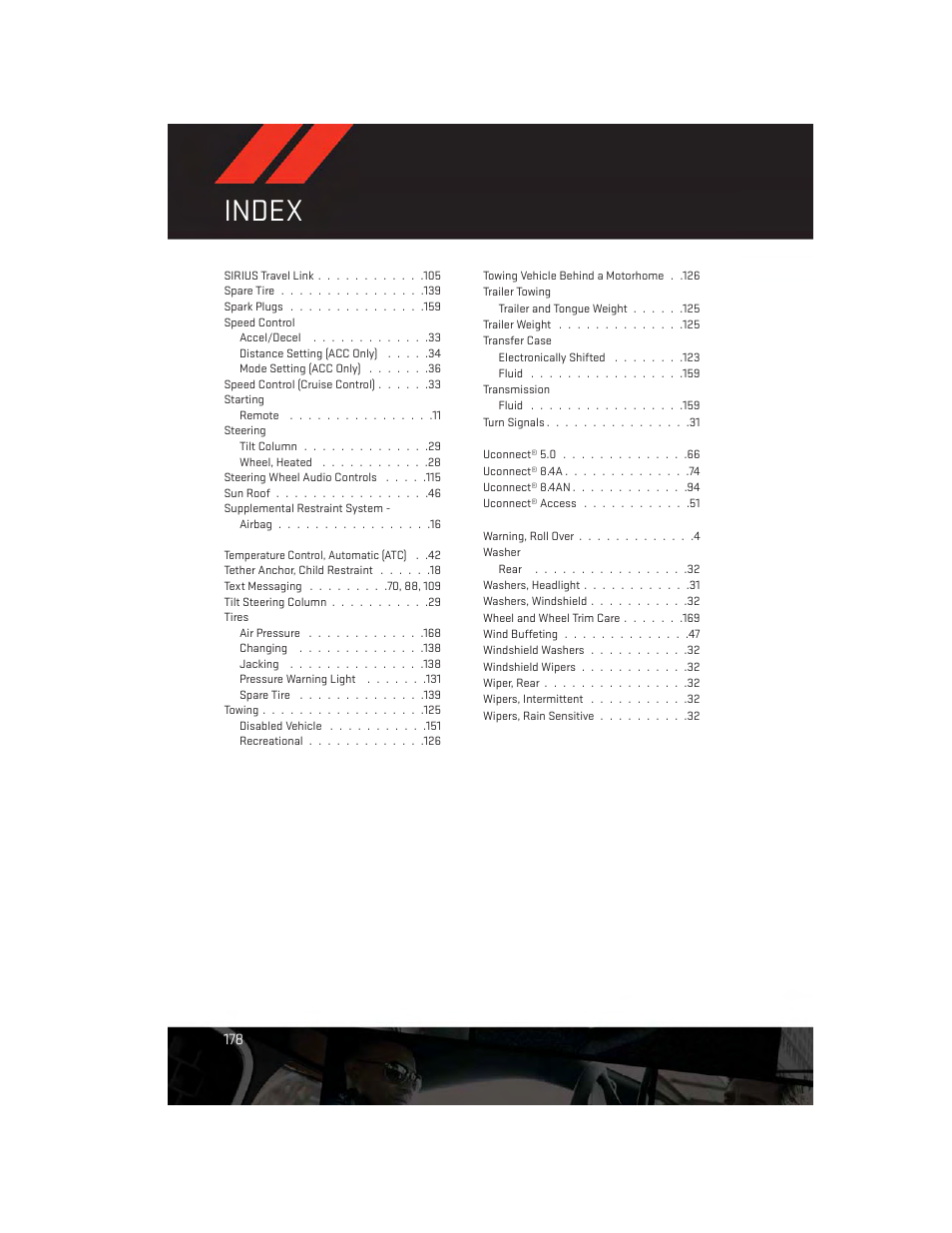 Index | Dodge 2014 Durango - User Guide User Manual | Page 180 / 188