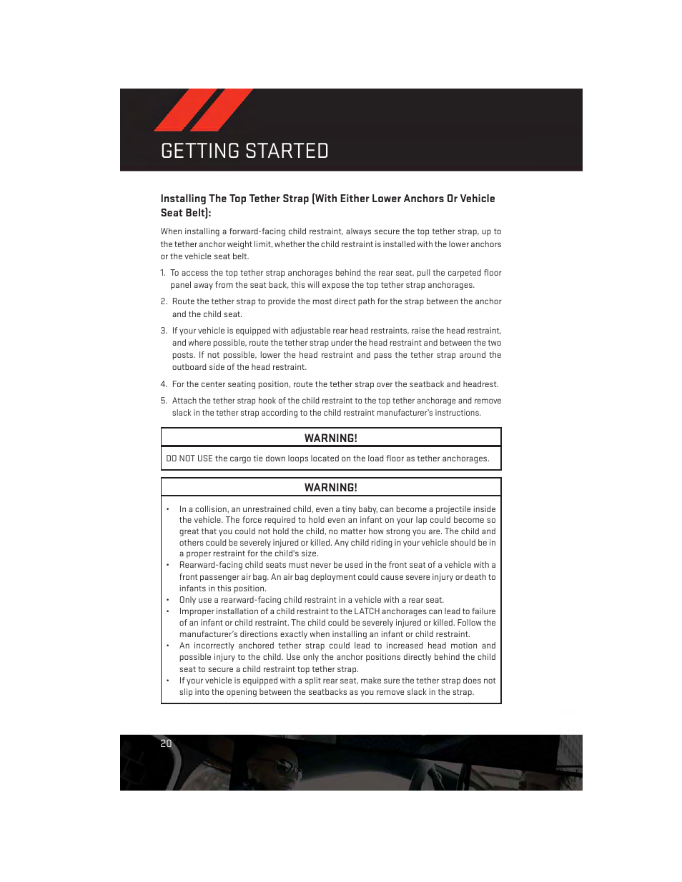 Getting started | Dodge 2014 Durango - User Guide User Manual | Page 22 / 188