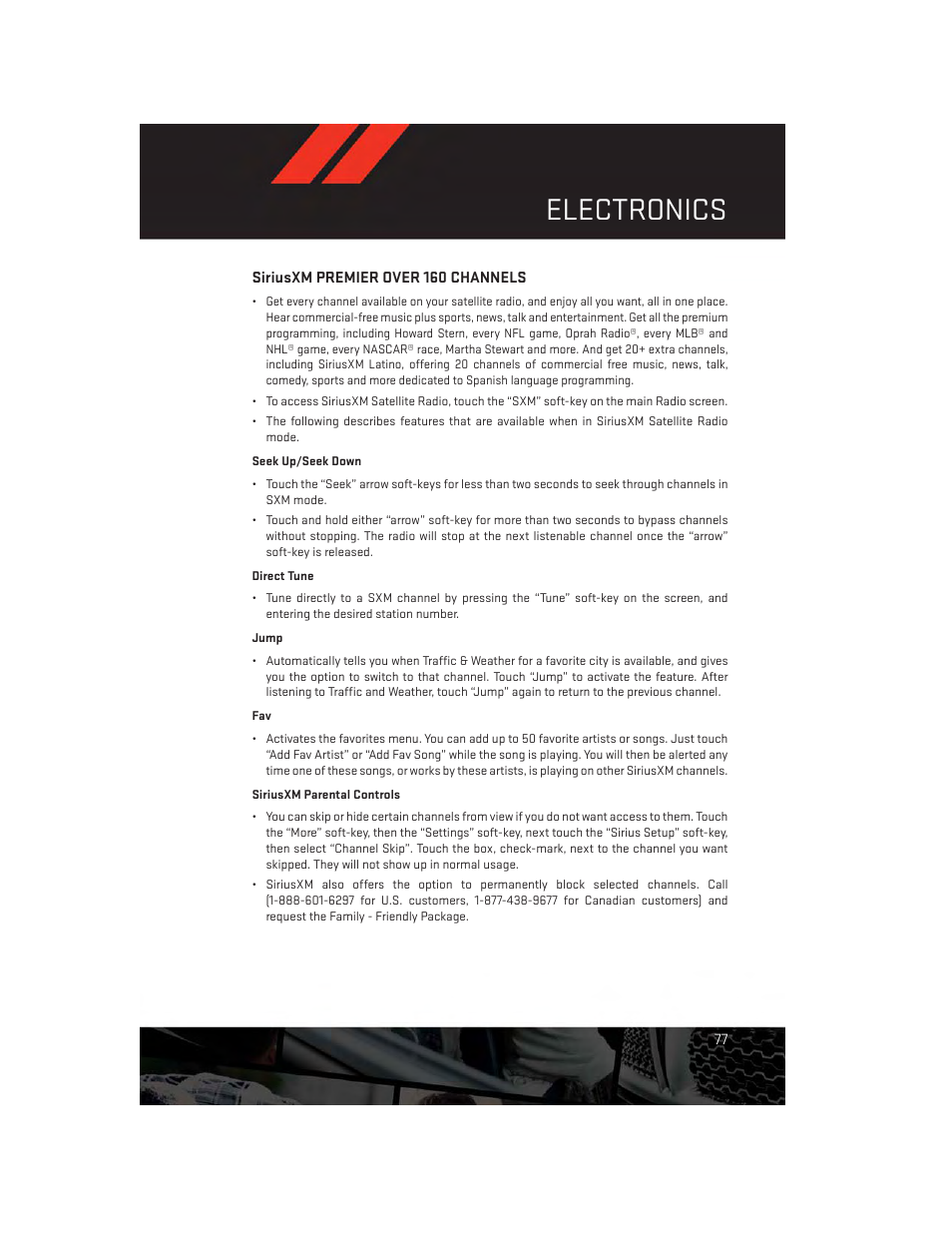 Siriusxm premier over 160 channels, Electronics | Dodge 2014 Durango - User Guide User Manual | Page 79 / 188