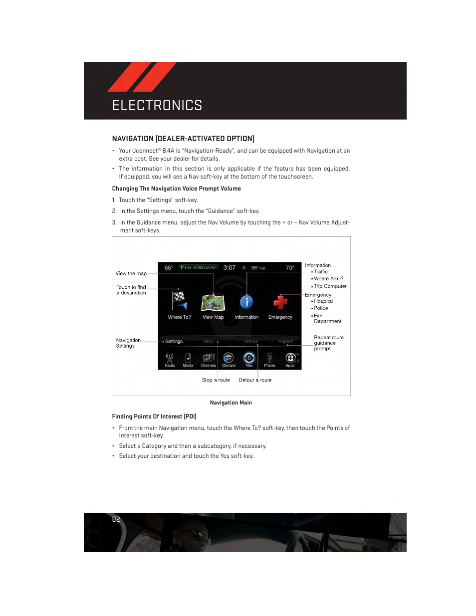 Navigation (dealer-activated option), Electronics | Dodge 2014 Durango - User Guide User Manual | Page 84 / 188