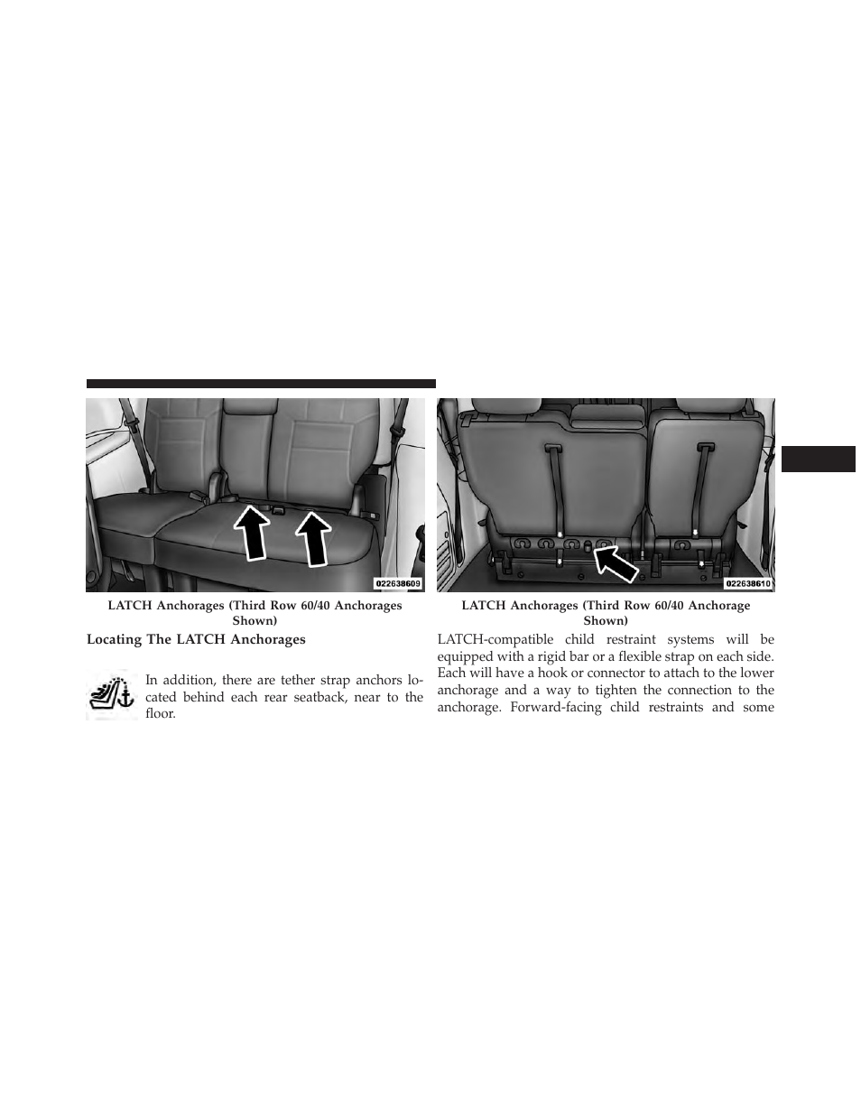 Locating the latch anchorages | Dodge 2014 Grand_Caravan - Owner Manual User Manual | Page 107 / 698