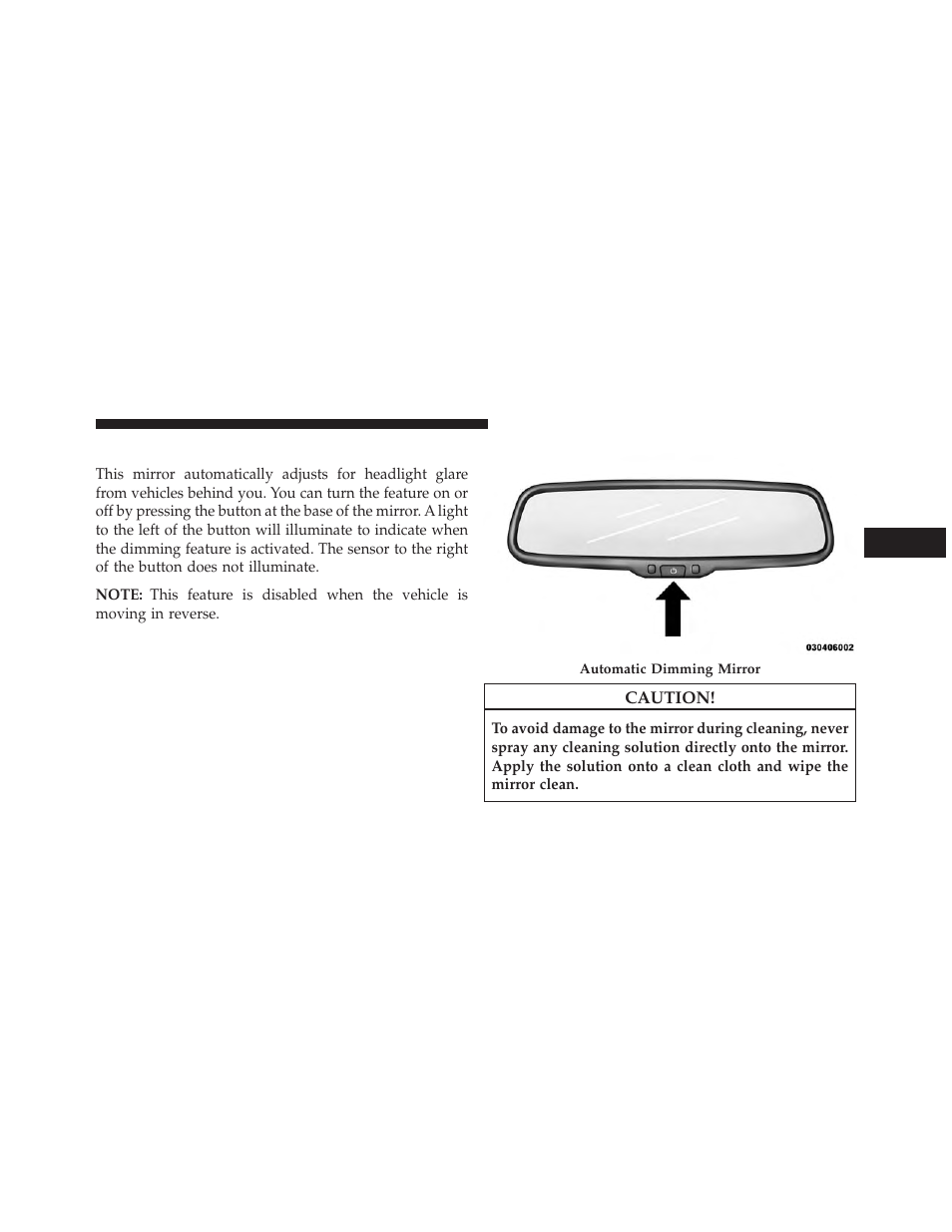 Automatic dimming mirror — if equipped | Dodge 2014 Grand_Caravan - Owner Manual User Manual | Page 135 / 698