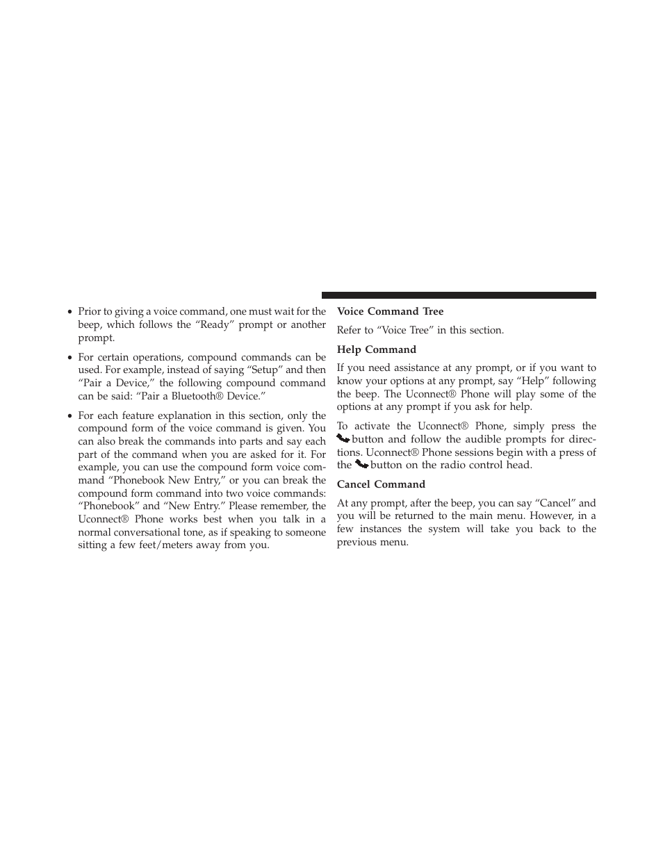 Voice command tree, Help command, Cancel command | Dodge 2014 Grand_Caravan - Owner Manual User Manual | Page 152 / 698