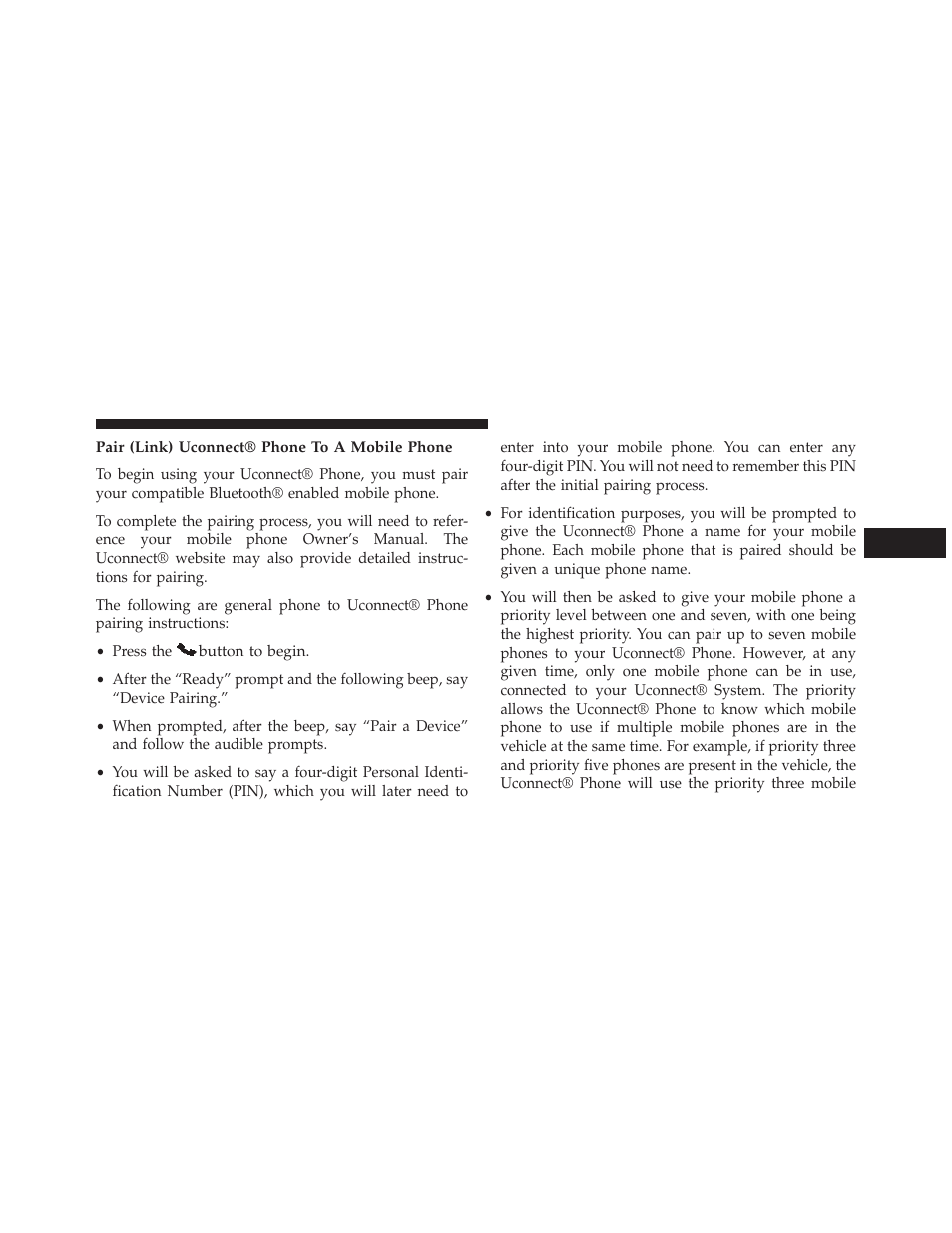 Pair (link) uconnect® phone to a mobile phone | Dodge 2014 Grand_Caravan - Owner Manual User Manual | Page 153 / 698