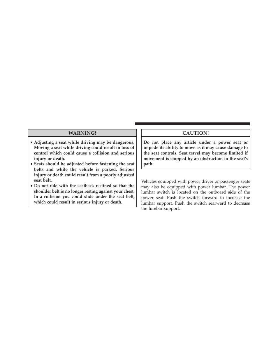 Power lumbar — if equipped | Dodge 2014 Grand_Caravan - Owner Manual User Manual | Page 190 / 698