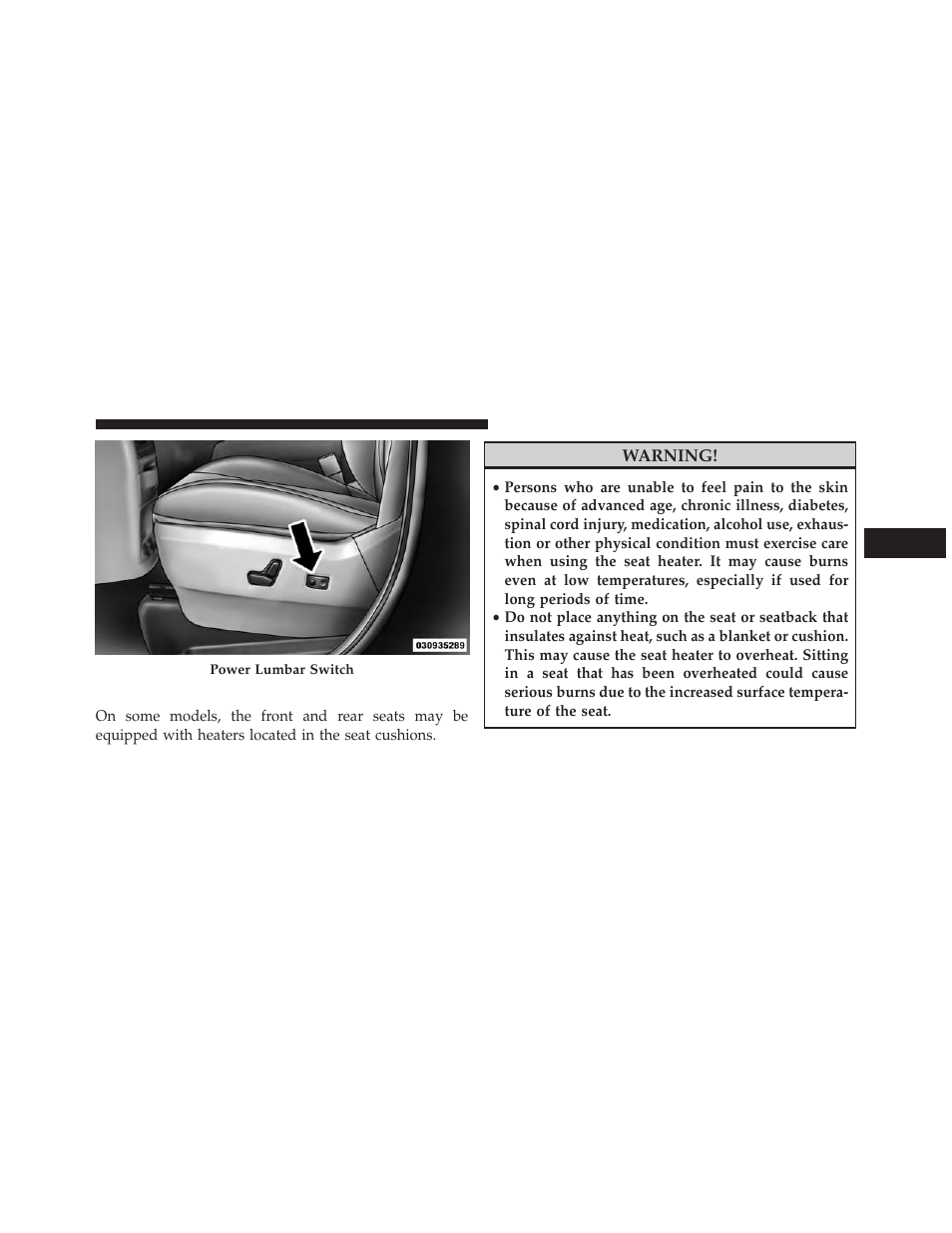 Heated seats — if equipped | Dodge 2014 Grand_Caravan - Owner Manual User Manual | Page 191 / 698