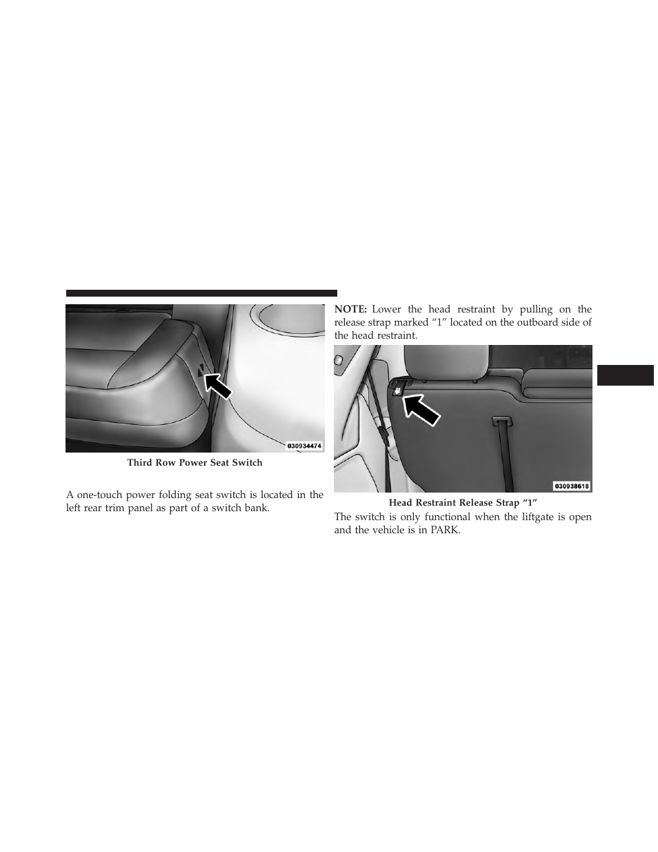 Third row power folding seat — if equipped | Dodge 2014 Grand_Caravan - Owner Manual User Manual | Page 213 / 698