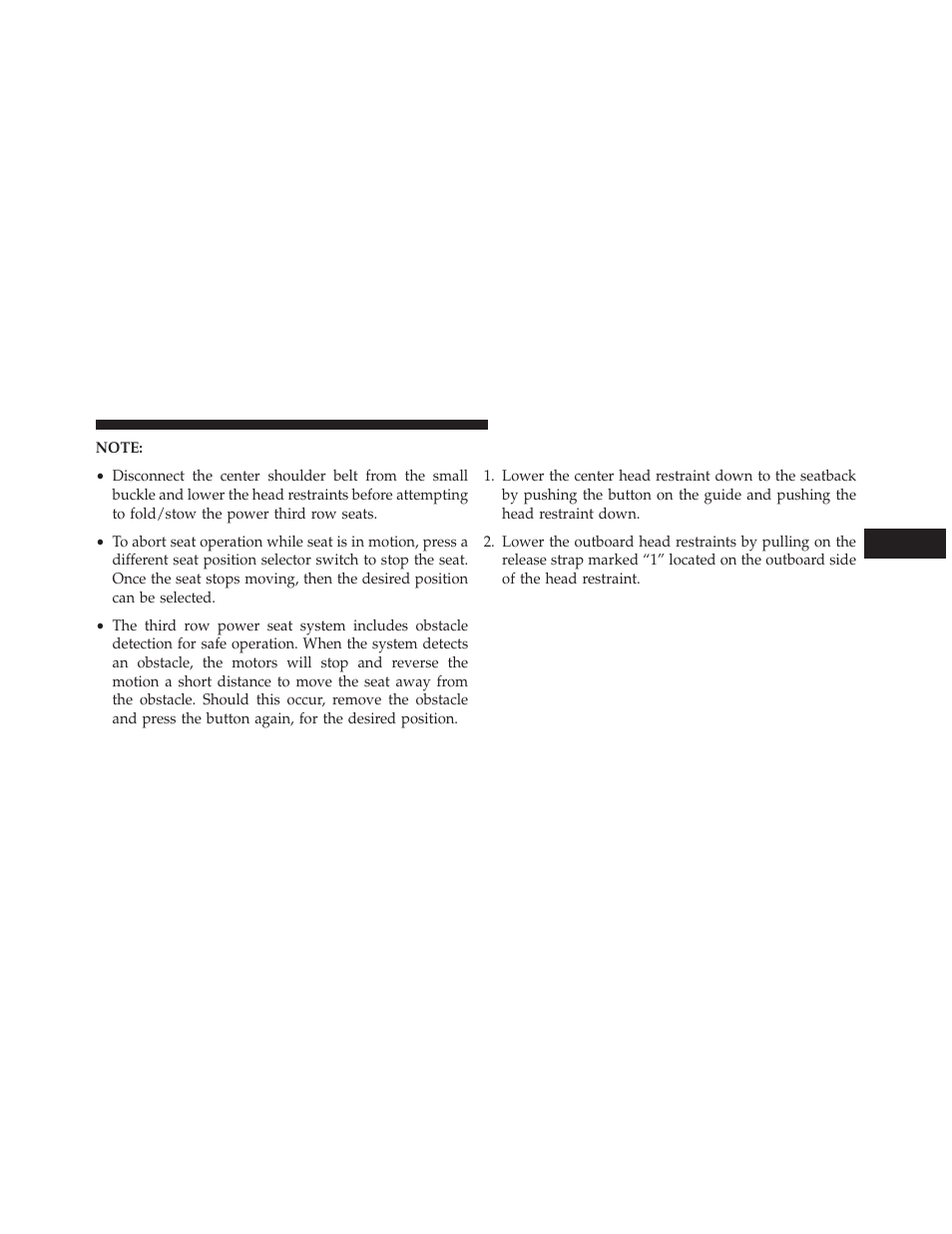 Manually folding third row seats — if equipped, Manually folding third row seats — if, Equipped | Dodge 2014 Grand_Caravan - Owner Manual User Manual | Page 215 / 698