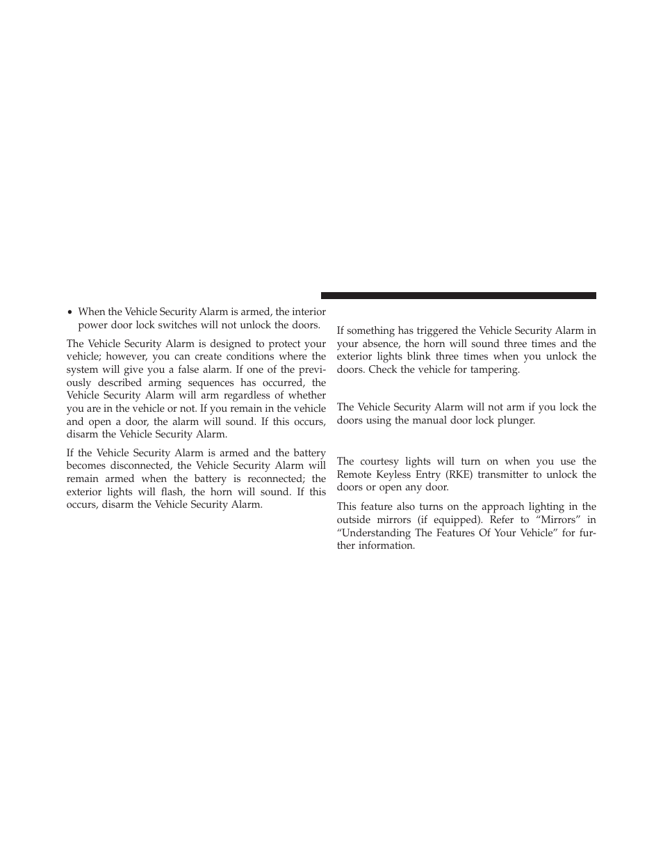 Tamper alert, Security system manual override, Illuminated entry | Dodge 2014 Grand_Caravan - Owner Manual User Manual | Page 22 / 698