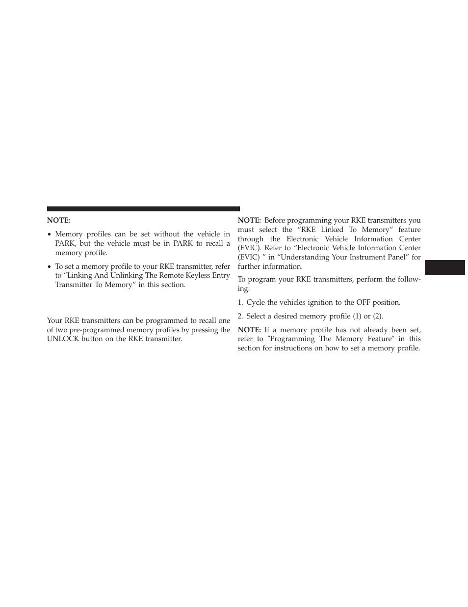 Linking and unlinking the remote keyless entry, Transmitter to memory | Dodge 2014 Grand_Caravan - Owner Manual User Manual | Page 221 / 698