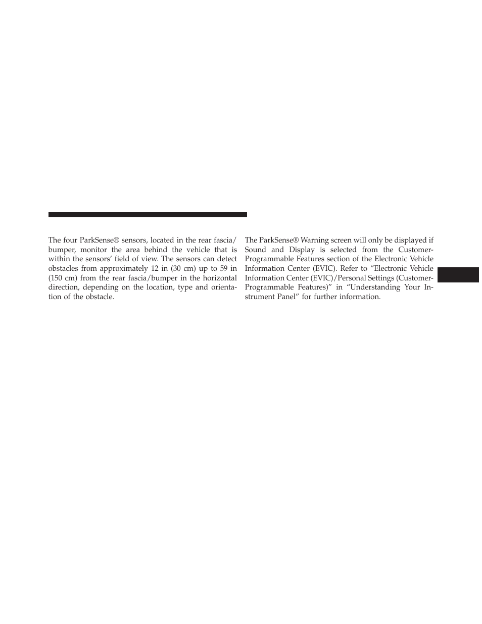 Parksense® sensors, Parksense® warning display | Dodge 2014 Grand_Caravan - Owner Manual User Manual | Page 247 / 698
