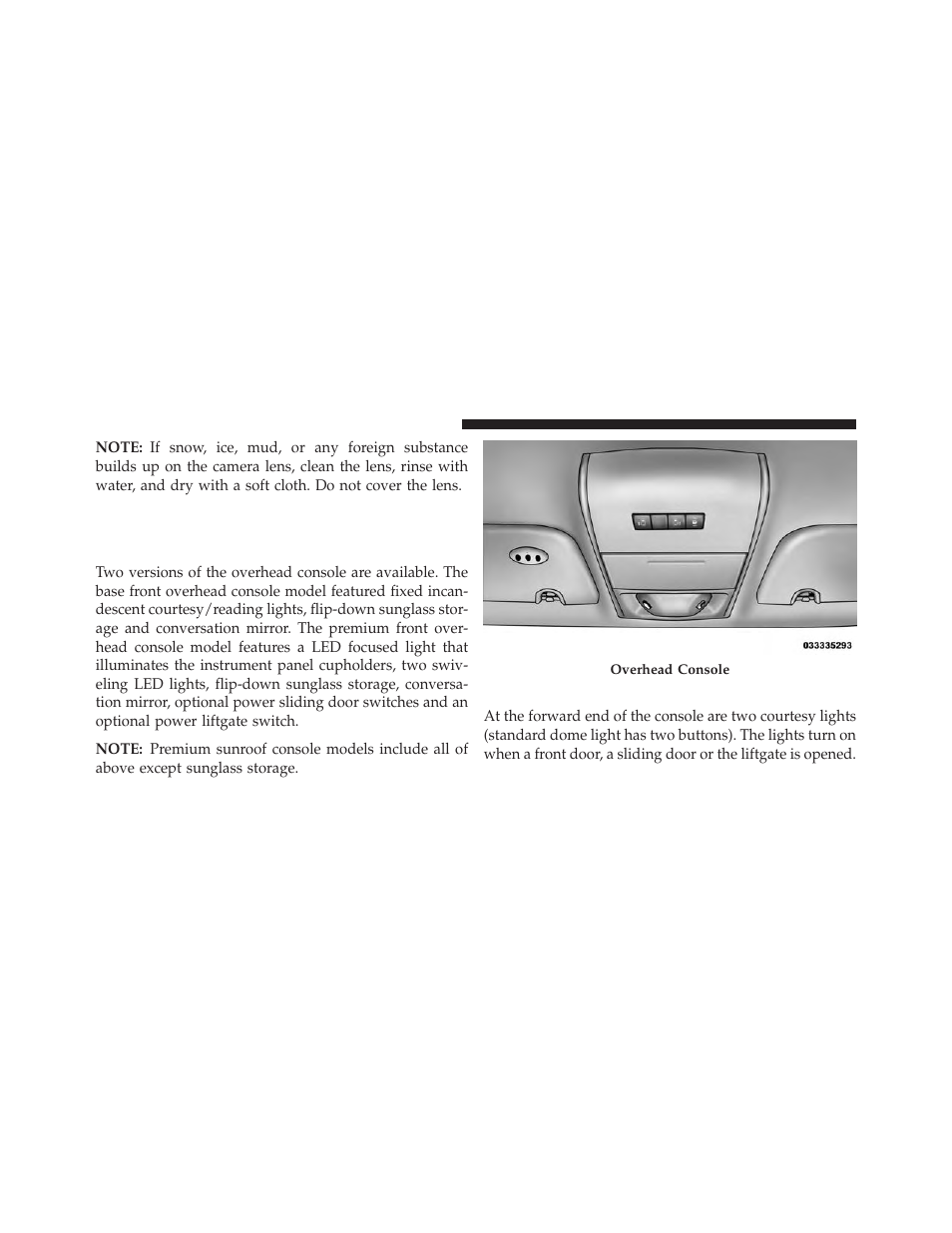 Overhead consoles, Front overhead console, Courtesy/interior lighting | Dodge 2014 Grand_Caravan - Owner Manual User Manual | Page 258 / 698