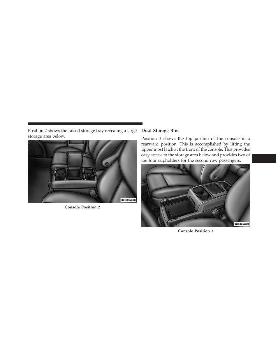 Dual storage bins | Dodge 2014 Grand_Caravan - Owner Manual User Manual | Page 295 / 698