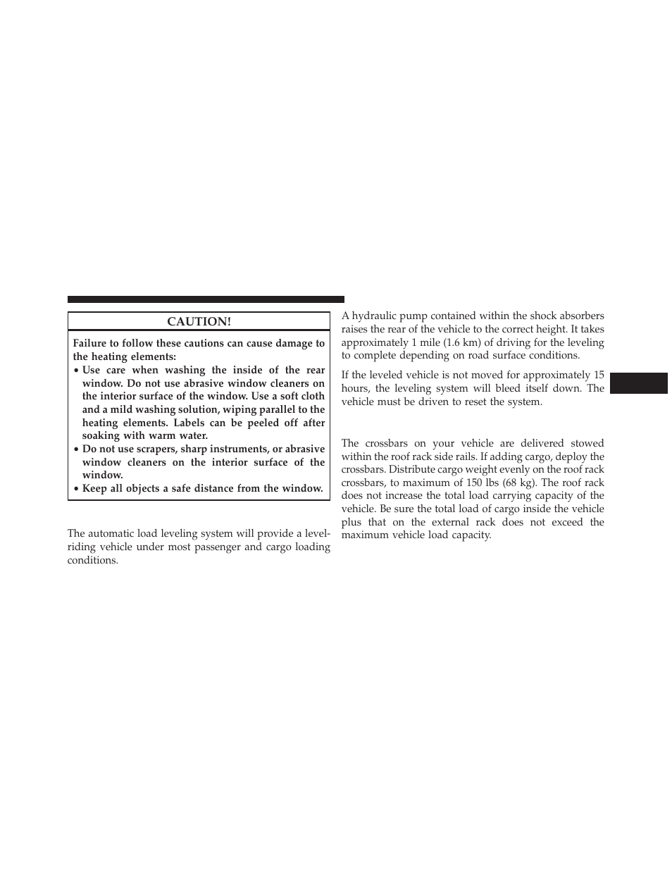 Load leveling system — if equipped, Roof luggage rack — if equipped | Dodge 2014 Grand_Caravan - Owner Manual User Manual | Page 301 / 698