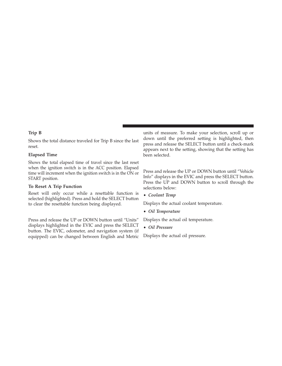 Trip b, Elapsed time, To reset a trip function | Units, Vehicle info (customer information features) | Dodge 2014 Grand_Caravan - Owner Manual User Manual | Page 342 / 698