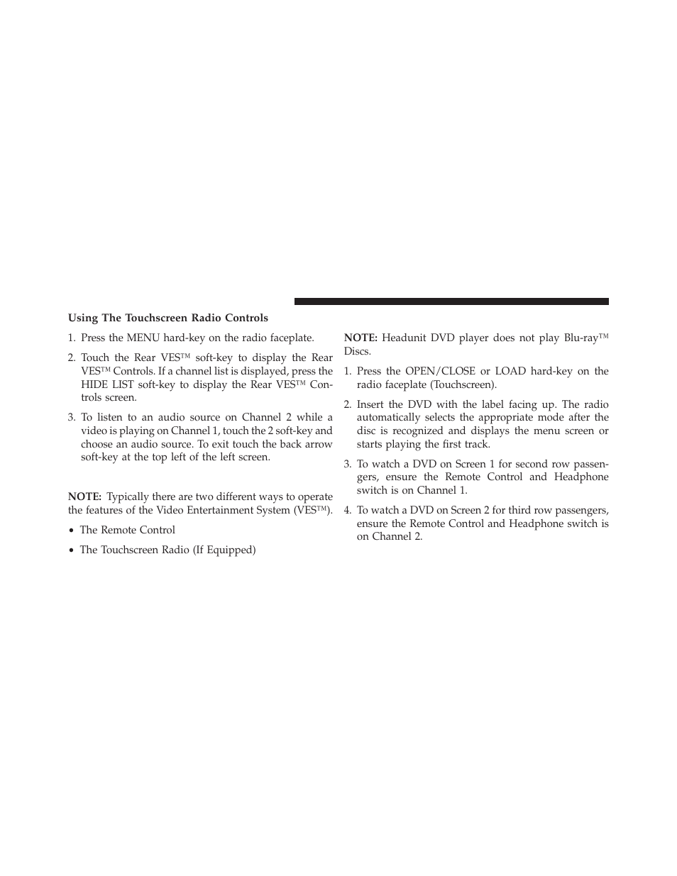 Using the touchscreen radio controls, Dual video screen, Play a dvd using the touchscreen radio | Dodge 2014 Grand_Caravan - Owner Manual User Manual | Page 392 / 698