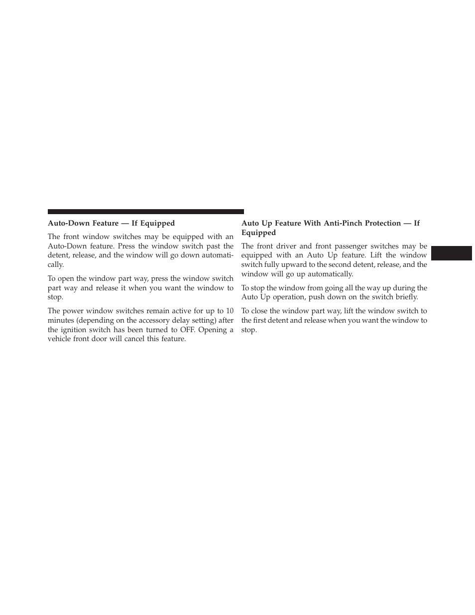 Auto-down feature — if equipped | Dodge 2014 Grand_Caravan - Owner Manual User Manual | Page 45 / 698