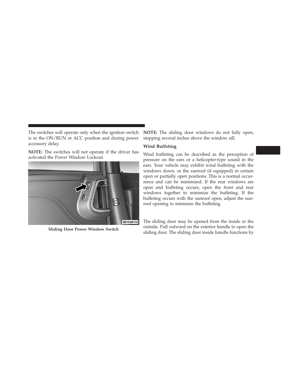 Wind buffeting, Sliding side door | Dodge 2014 Grand_Caravan - Owner Manual User Manual | Page 47 / 698