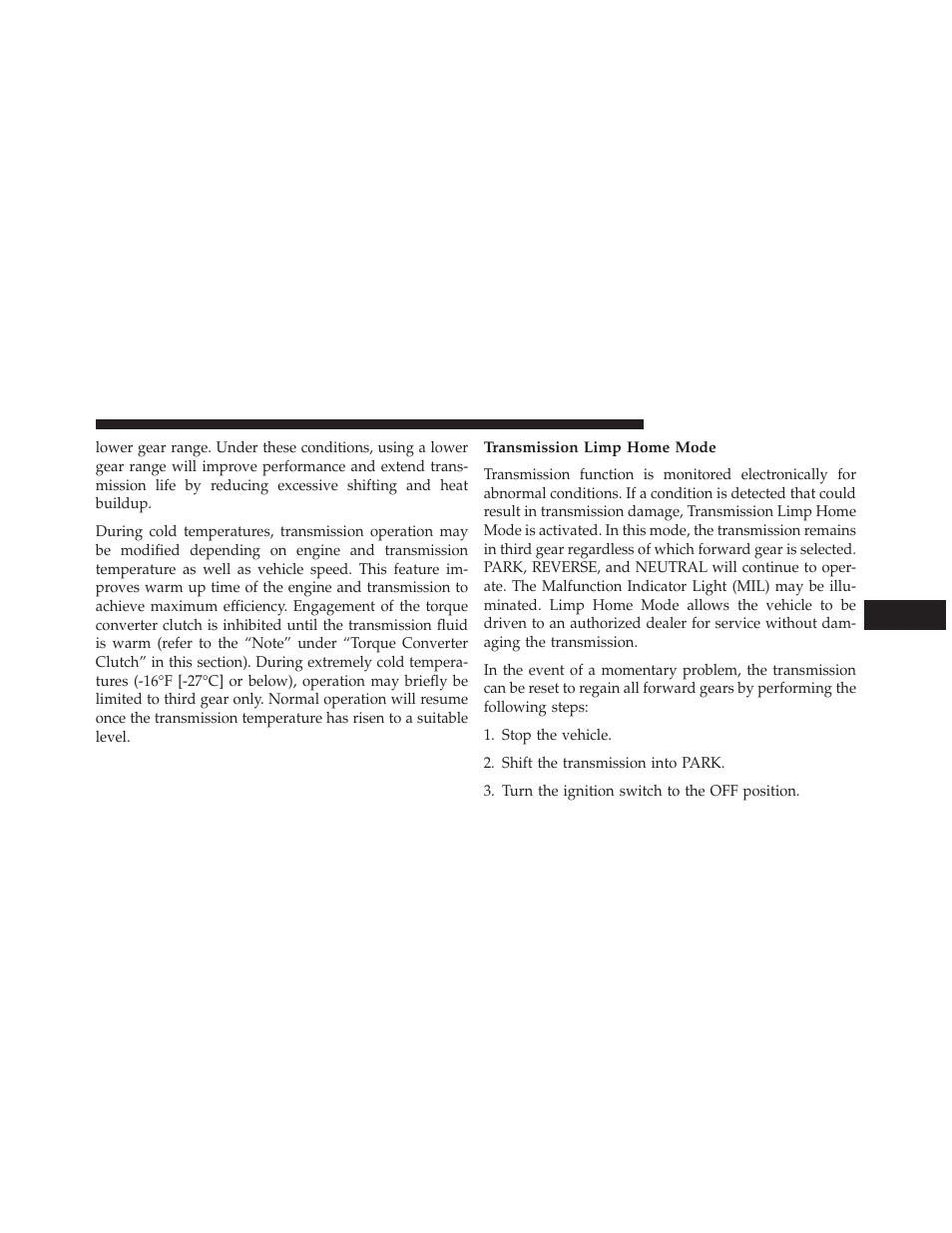 Transmission limp home mode | Dodge 2014 Grand_Caravan - Owner Manual User Manual | Page 473 / 698