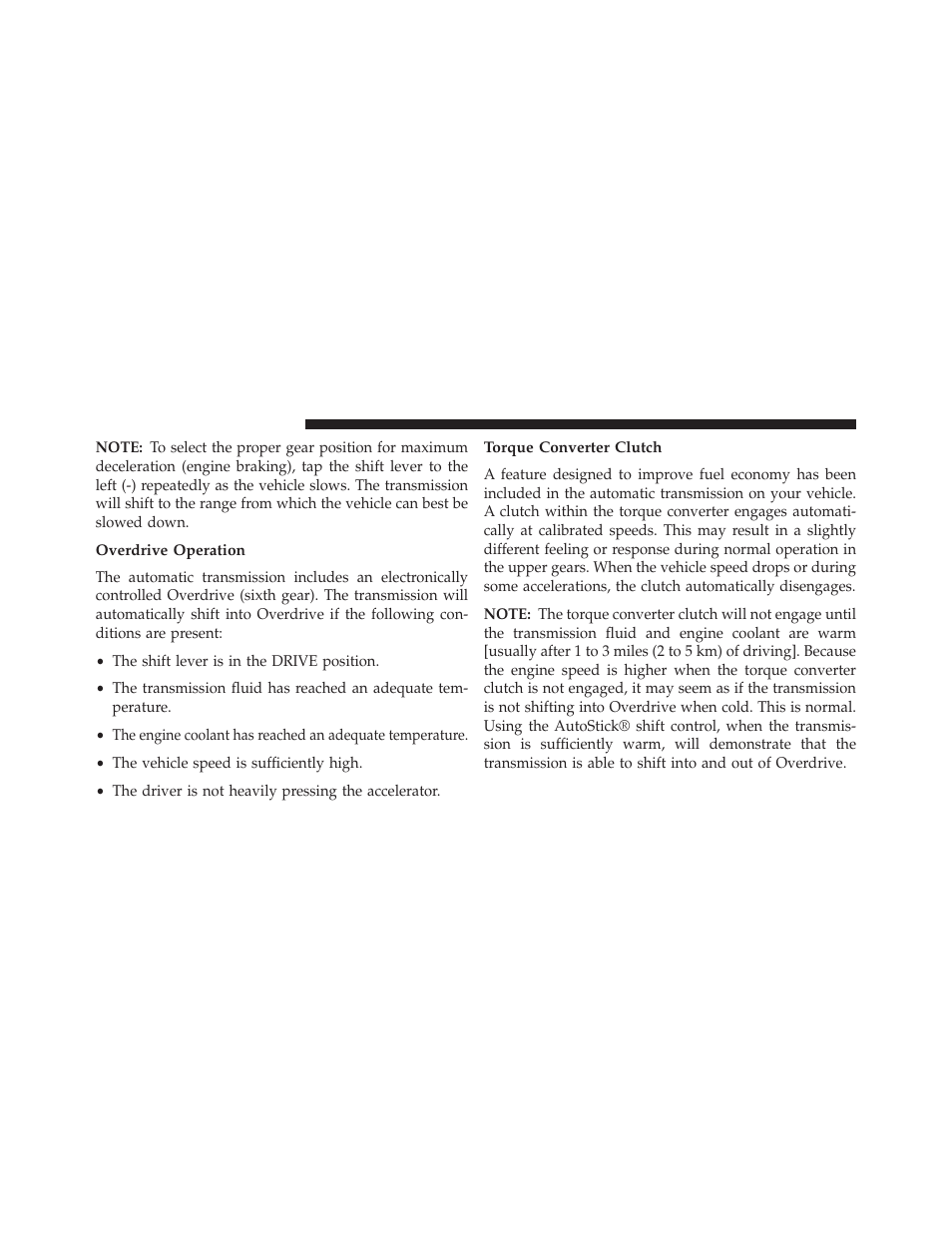 Overdrive operation, Torque converter clutch | Dodge 2014 Grand_Caravan - Owner Manual User Manual | Page 476 / 698
