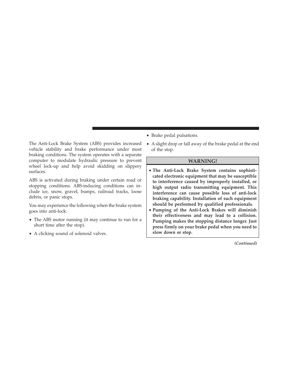 Anti-lock brake system (abs) | Dodge 2014 Grand_Caravan - Owner Manual User Manual | Page 484 / 698