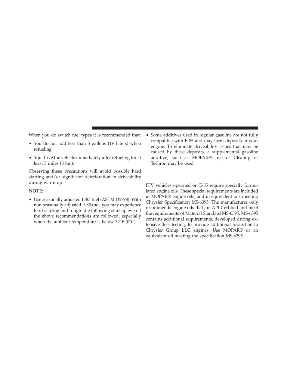 Selection of engine oil for flexible fuel vehicles, E-85) and gasoline vehicles | Dodge 2014 Grand_Caravan - Owner Manual User Manual | Page 538 / 698