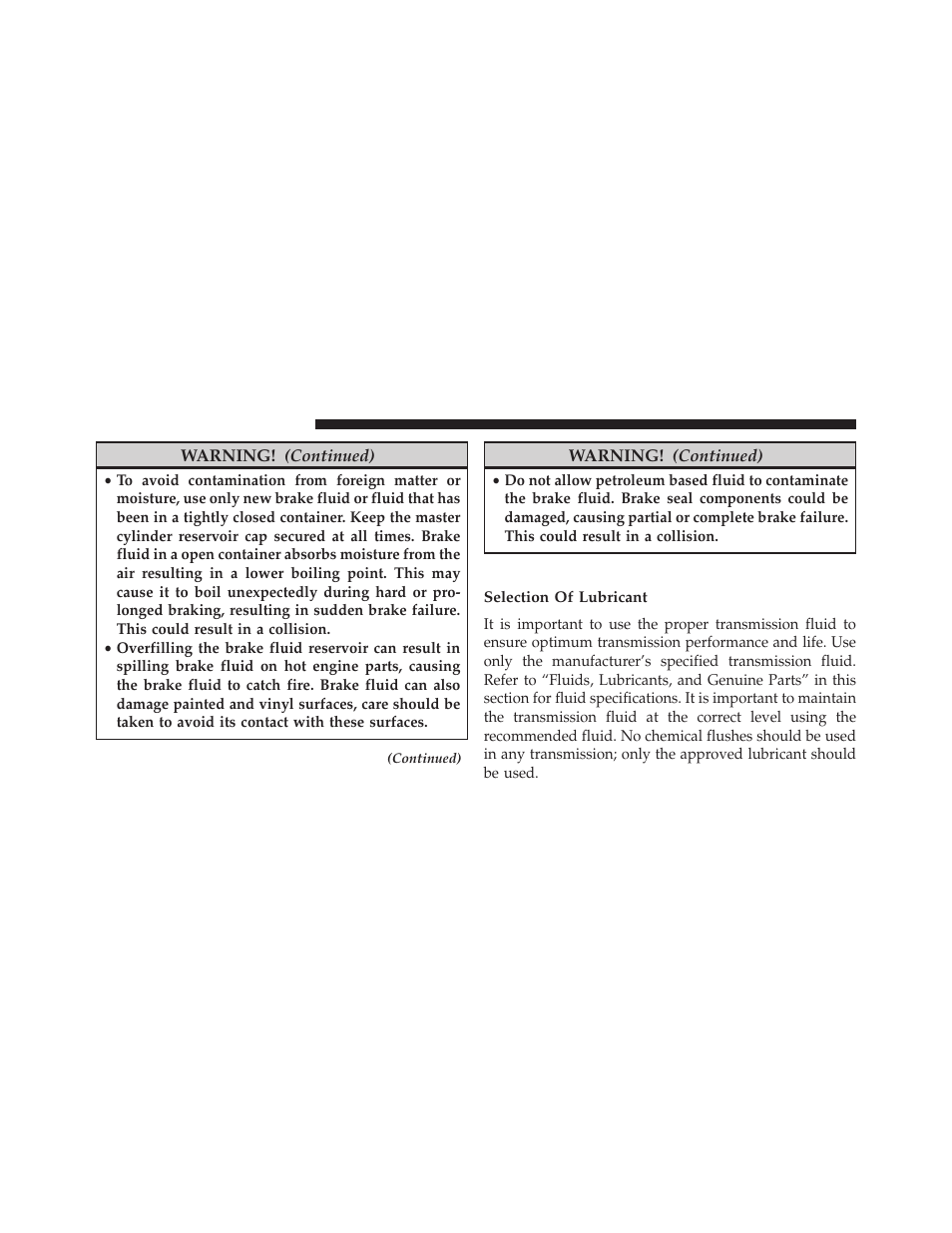 Automatic transmission, Selection of lubricant | Dodge 2014 Grand_Caravan - Owner Manual User Manual | Page 632 / 698