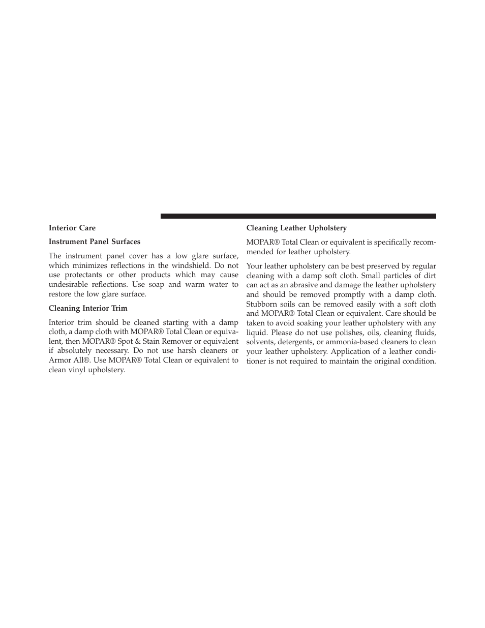 Interior care | Dodge 2014 Grand_Caravan - Owner Manual User Manual | Page 638 / 698