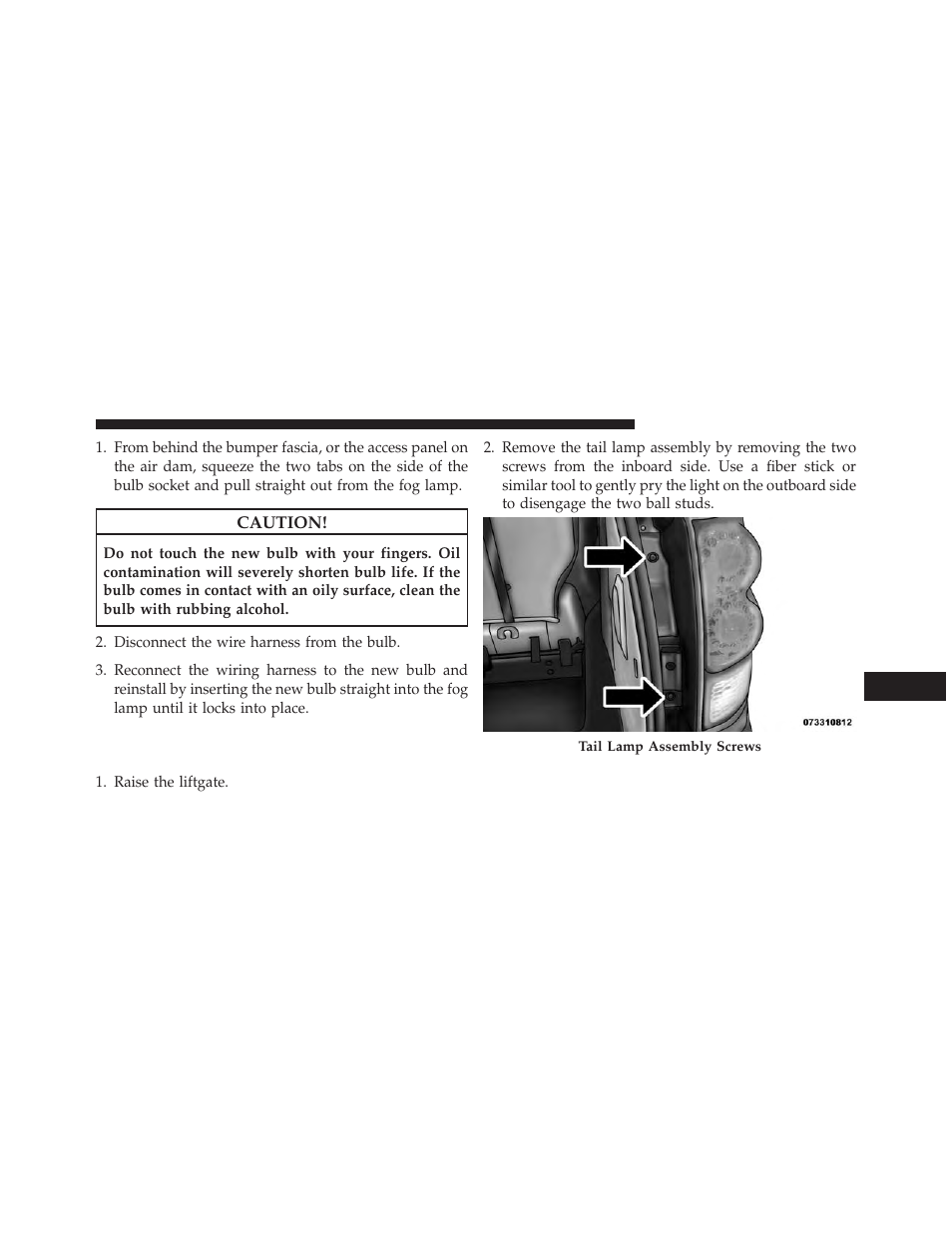 Rear tail, stop, turn signal, side marker and, Backup lamps | Dodge 2014 Grand_Caravan - Owner Manual User Manual | Page 653 / 698