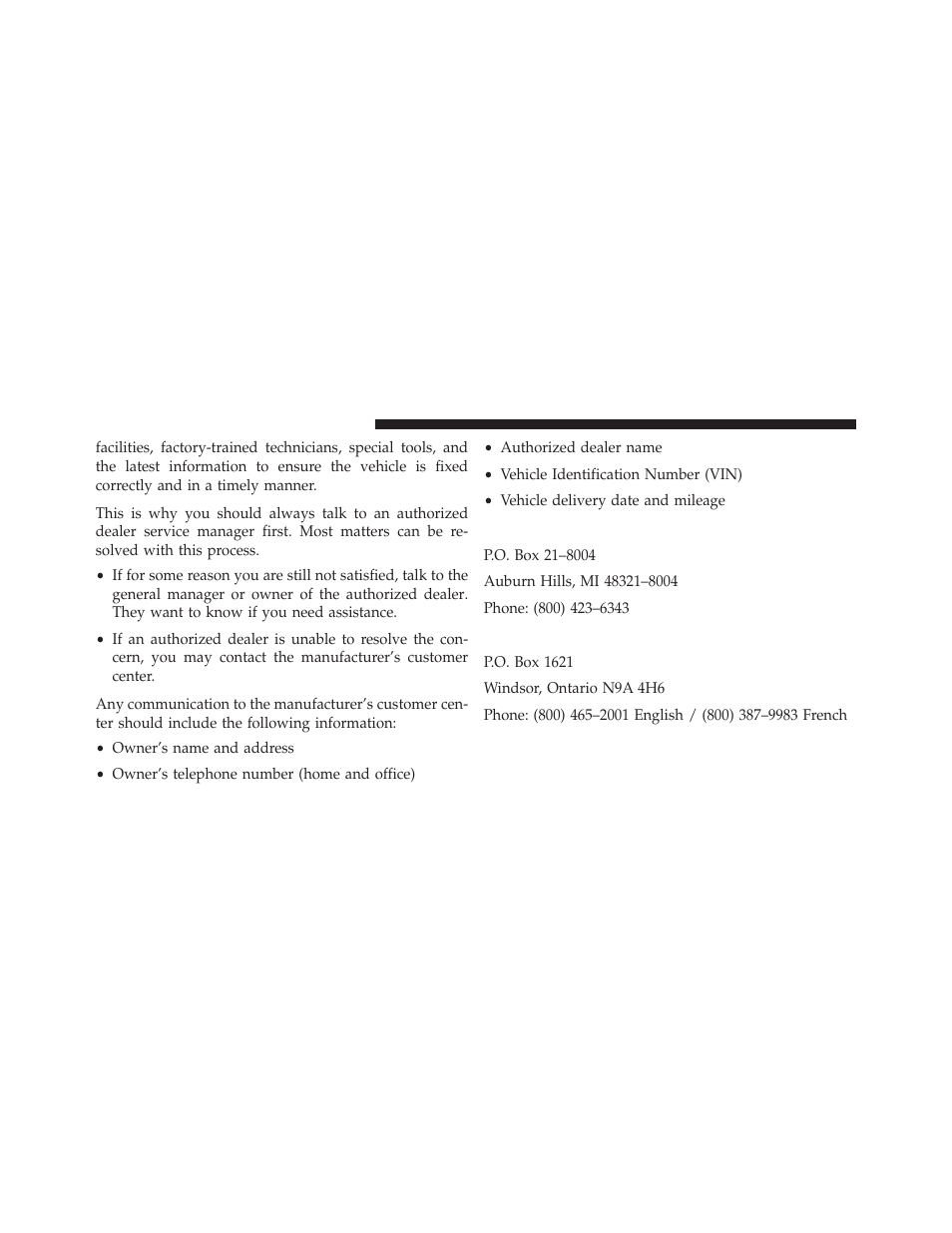 Chrysler group llc customer center, Chrysler canada inc. customer center | Dodge 2014 Grand_Caravan - Owner Manual User Manual | Page 670 / 698