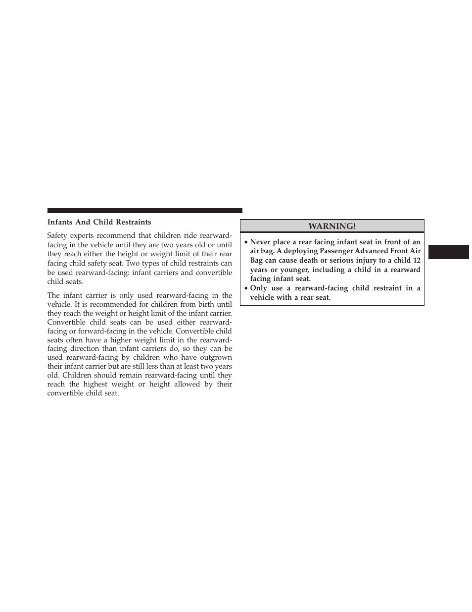 Infants and child restraints | Dodge 2014 Grand_Caravan - Owner Manual User Manual | Page 97 / 698