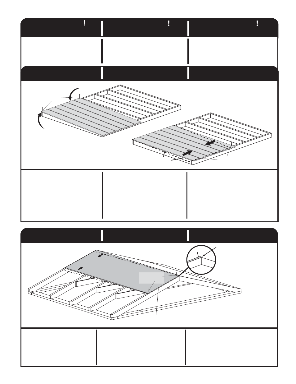 Importante, Important, Racking a roof | Alineando un techo, Racking a wall alineando un muro, Alignement d’un mur, Alignement d’un toit | Backyard Storage Solutions 16702 User Manual | Page 9 / 40
