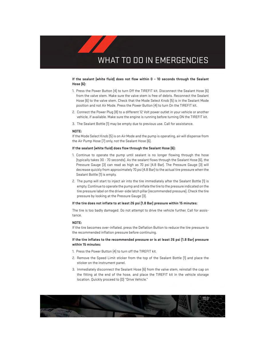 What to do in emergencies | Dodge 2014 Grand_Caravan - User Guide User Manual | Page 105 / 156