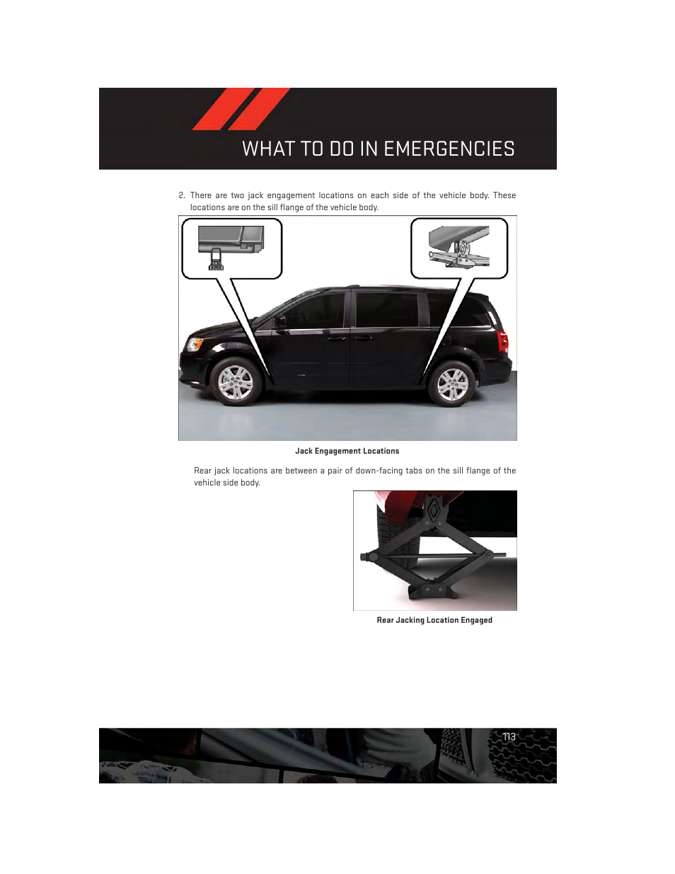 What to do in emergencies | Dodge 2014 Grand_Caravan - User Guide User Manual | Page 115 / 156