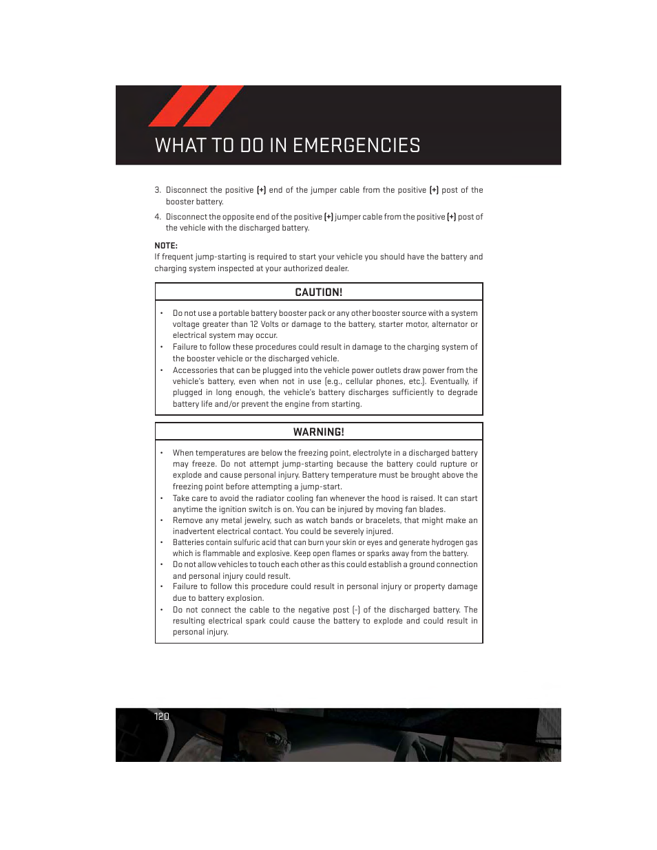 What to do in emergencies | Dodge 2014 Grand_Caravan - User Guide User Manual | Page 122 / 156